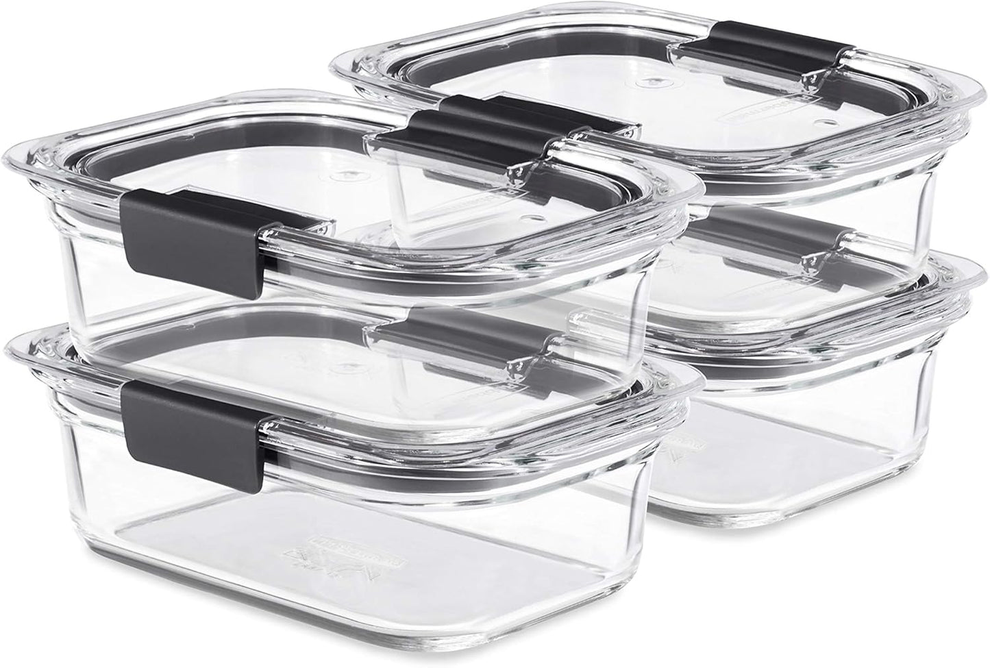 Rubbermaid Brilliance Glass Food Storage Containers - 3.2 Cup, BPA-Free, Leak-Proof | Set of 4, Clear