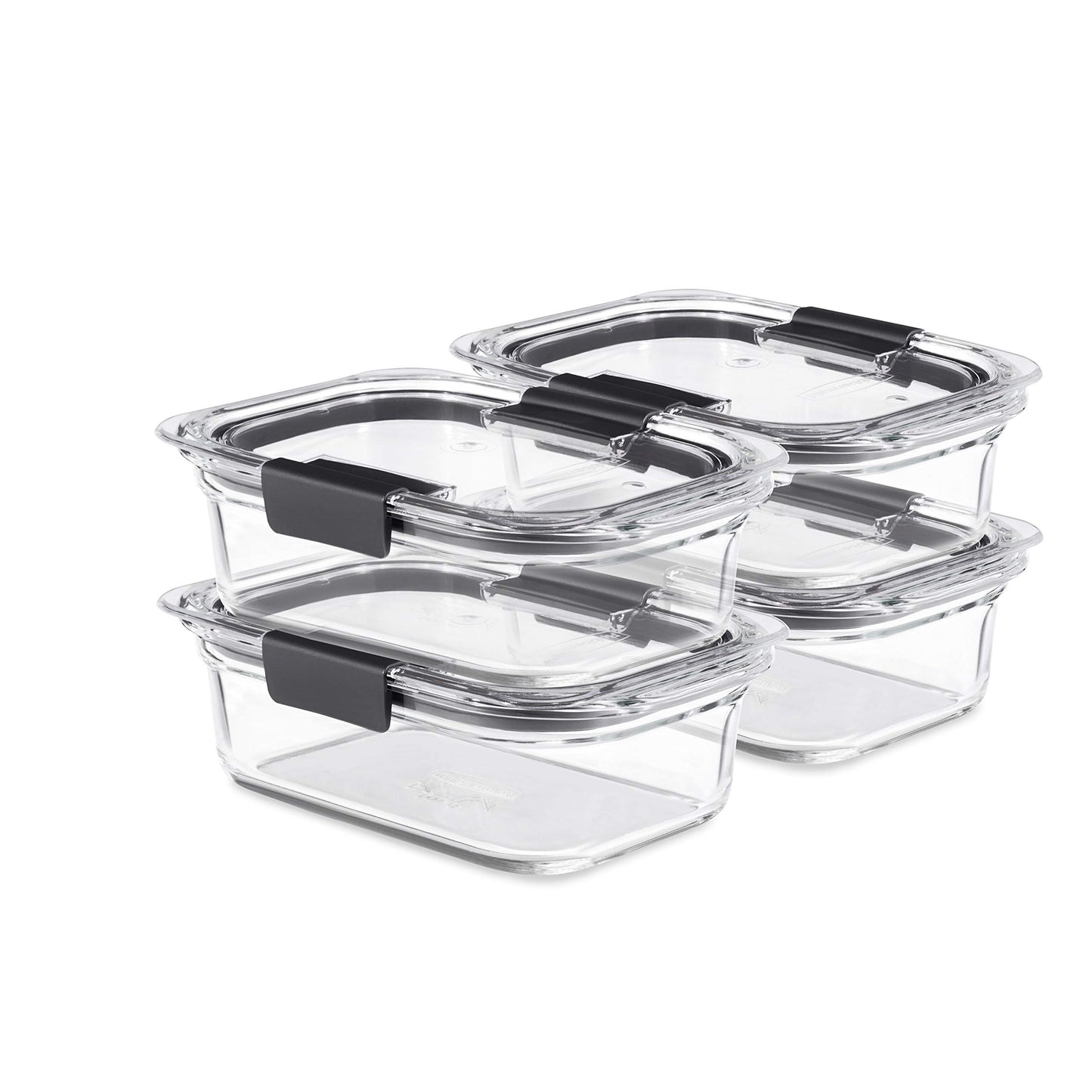 Rubbermaid Brilliance Glass Food Storage Containers, 8 Cup, Set of 2, BPA-Free, Leak-Proof, Clear