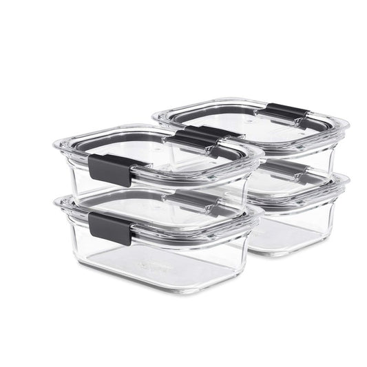 Rubbermaid Brilliance Glass Food Storage Containers, 8 Cup, Set of 2, BPA-Free, Leak-Proof, Clear