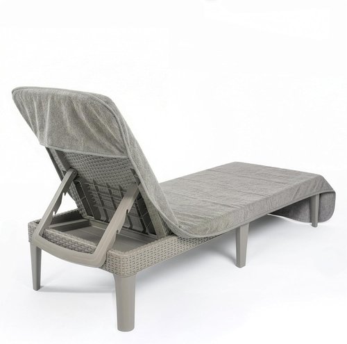 Cotton Paradise Lounge Chair Towel - Light Grey Chaise Lounge Pool Towel with Pocket | 32x86 in