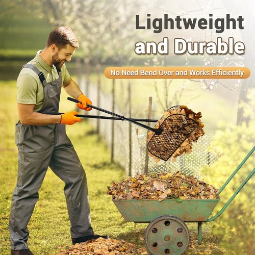 CAROD Leaf Grabber Rake - Lightweight Metal Gardening Tool for Effortless Leaf Collection | Long Handle Design
