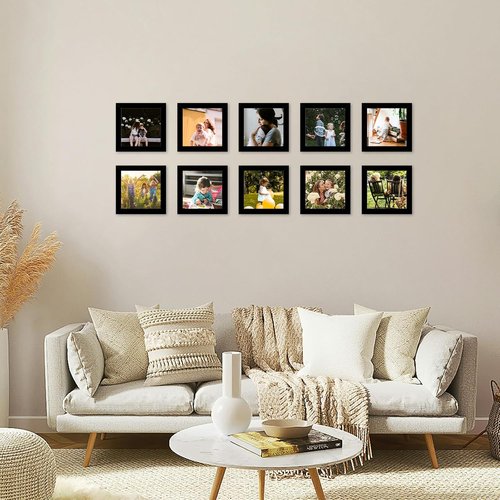 JCJMY 12-Pack 4x4 Picture Frames - Lightweight Collage Wall Decor for Tabletop & Wall, Black