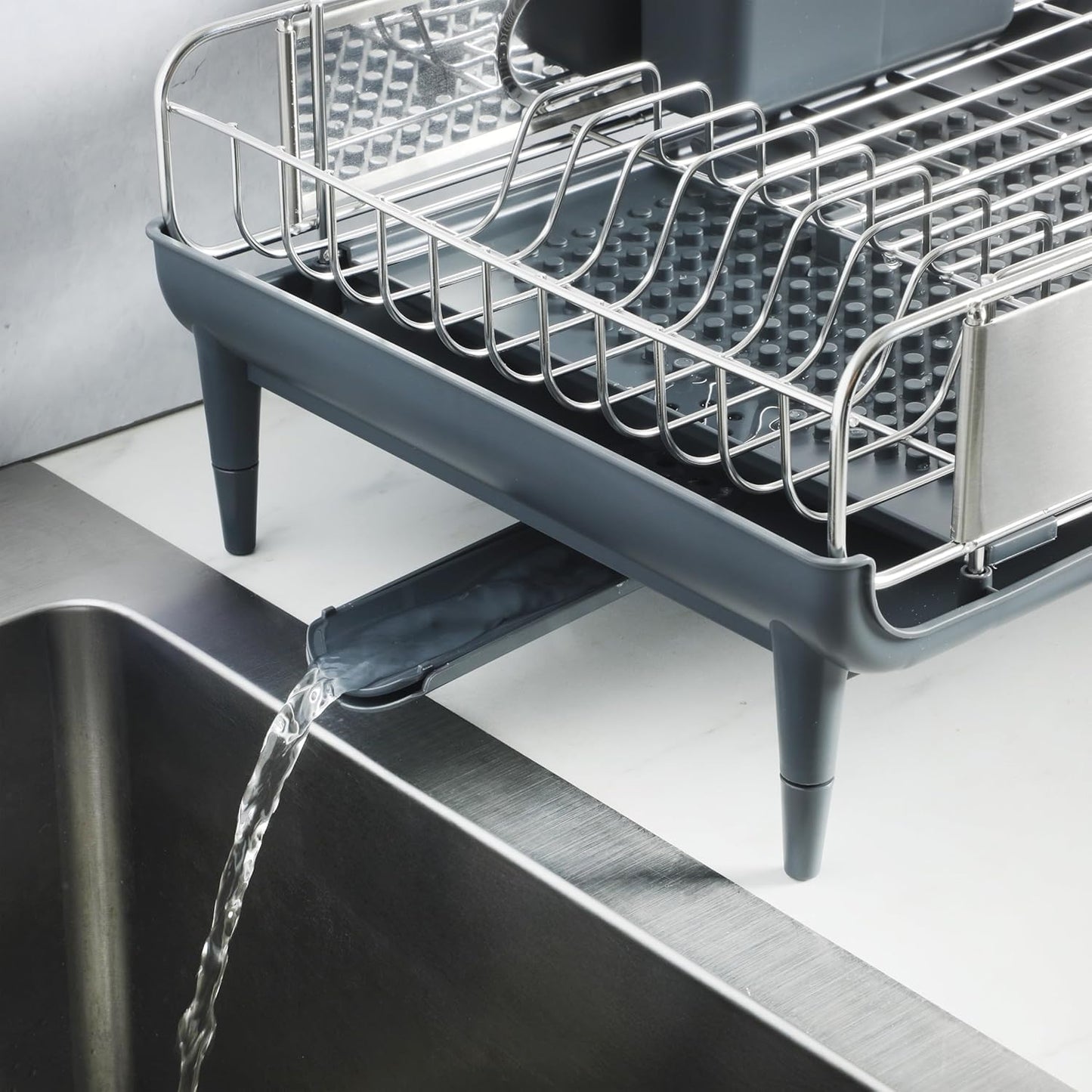Kenmore Expandable Full Size Dish Rack - Rust Resistant with Drain Board & Flatware Caddy