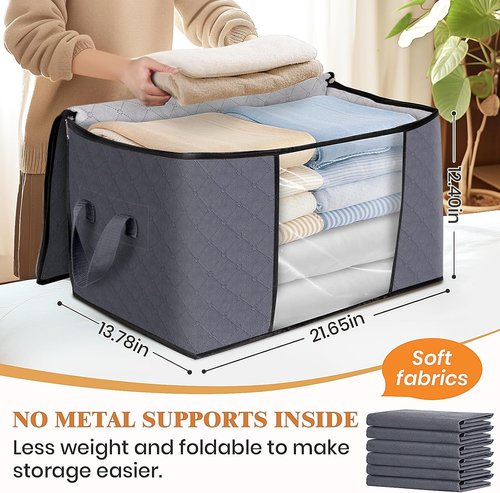 Fab Totes Storage Bags - Foldable Closet Organizers with Reinforced Handles for Home & Dorm | Ideal for Clothes & Blankets