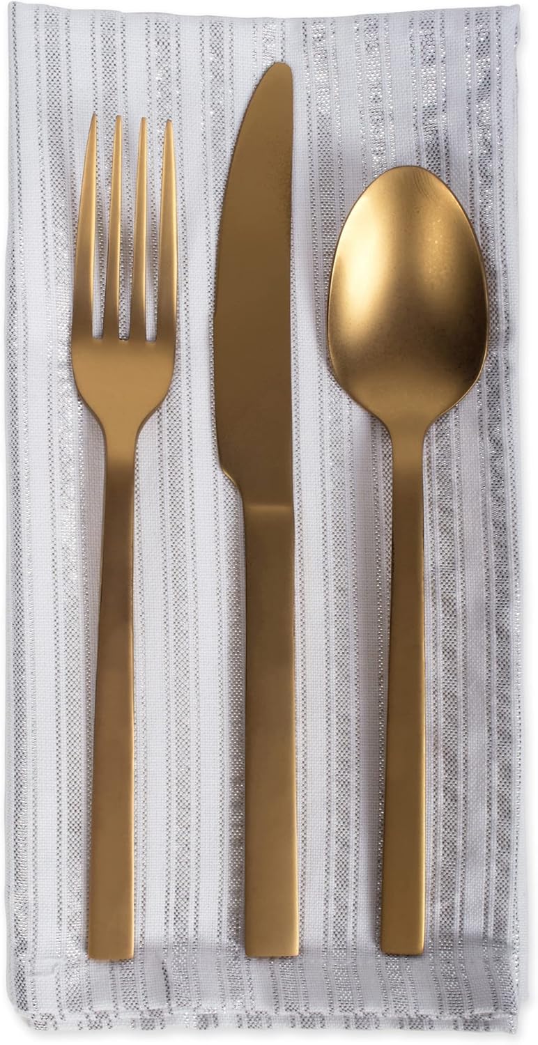 Hanukkah Tabletop Napkin Set - 6-Piece Silver Stripe Décor for Festival of Lights