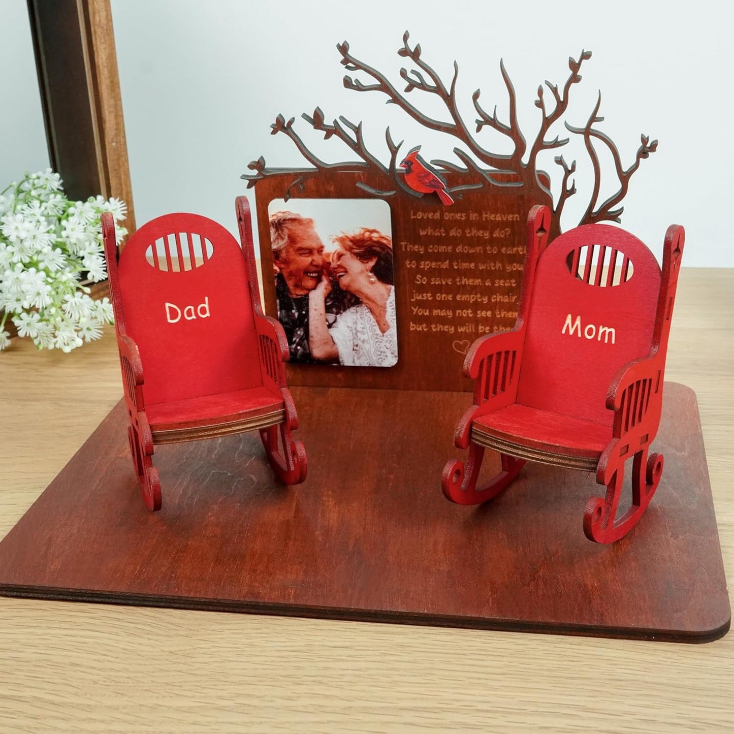 Cardinalis Memorial Candleholders - Personalized Name Sign for Loved Ones | Wooden Keepsake Decor