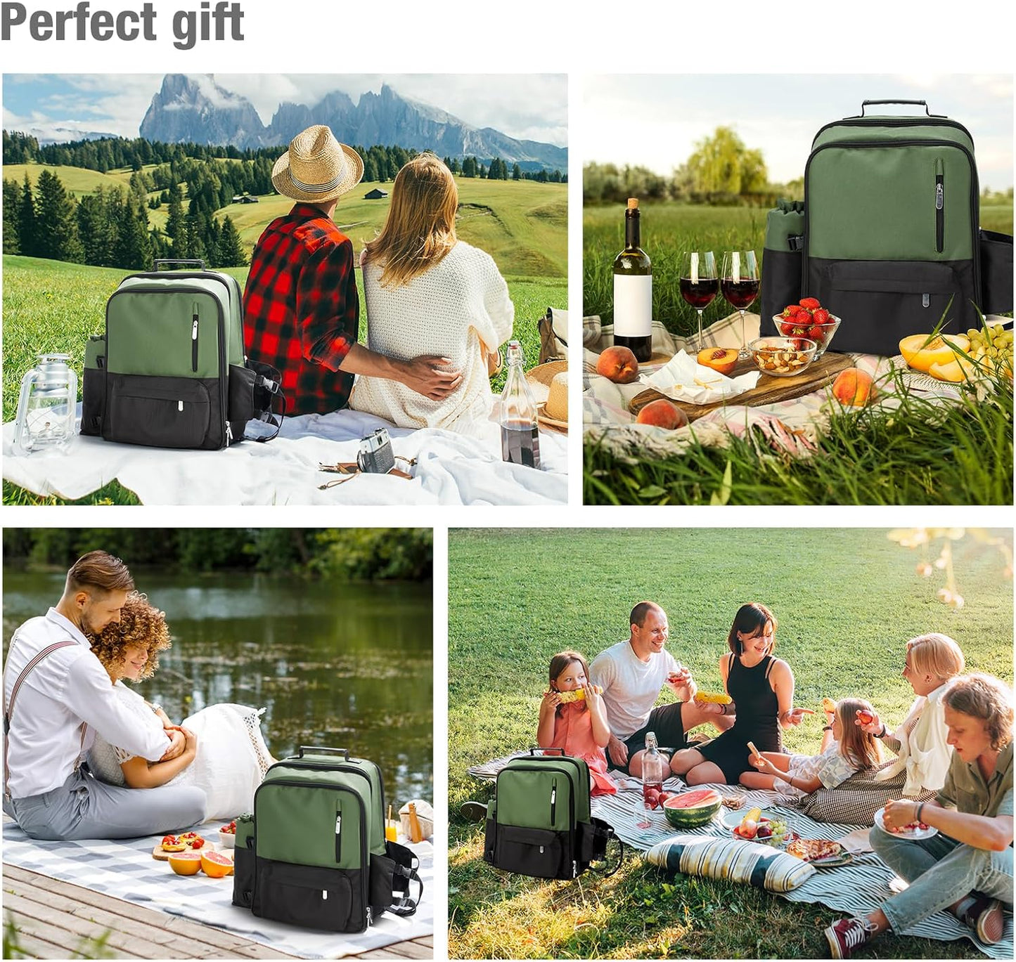 Couple Gifts 22L Picnic Basket Set, Grey Insulated Picnic Backpack for 2, Leak Proof Cooler Camping Gifts, Cool Bridal Shower Gifts Anniversary Engagement Wedding Gifts for Couples, Mr and Mrs Gifts