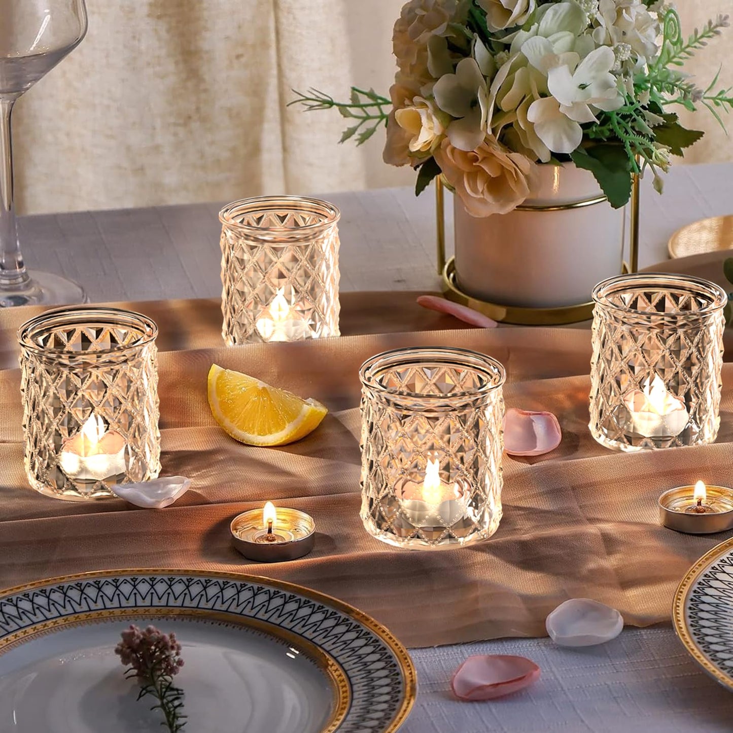 36pcs Gold Votive Candle Holders for Table Centerpiece, Glass Tea Light Candle Holder Set for Wedding Decor Home Party Decoration