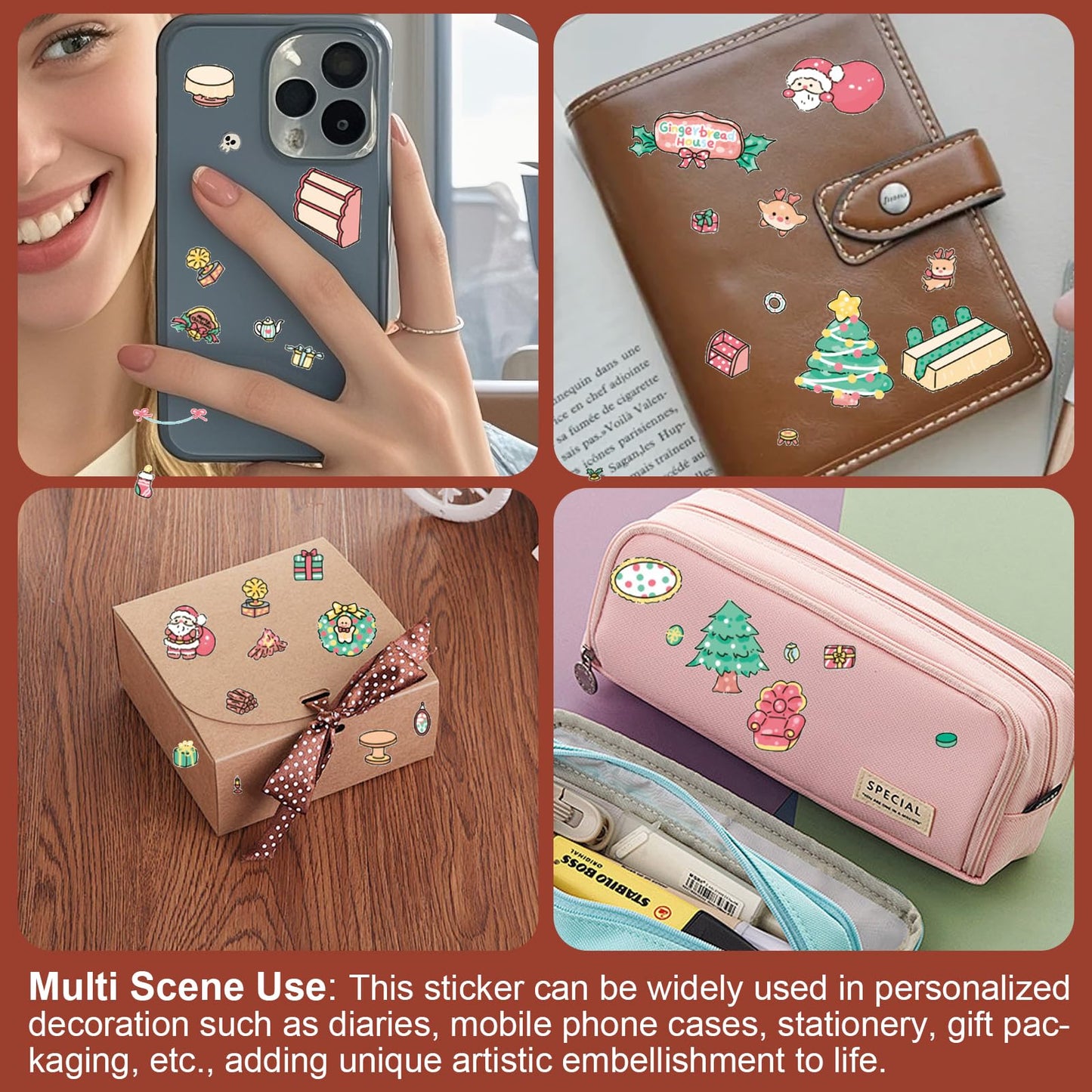 SZXYCZL Cute Miniature Scene 8Sets DIY 3D Stickers Scene Christmas House, Make You Own Mini House Sticker Therapy for Teen Adult Relief Pass The Time-Merry Christmas