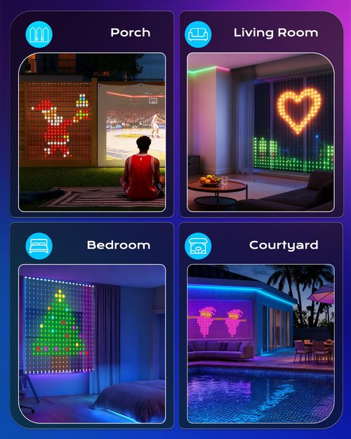 Brightown 540 RGBIC LED Smart Fairy Lights, 4.9x6.6ft Dynamic Color Changing Christmas String Lights with Remote, IP65 Waterproof Smart Wall Window Lights for Bedroom Living Room Garage
