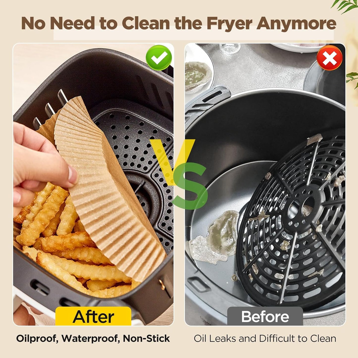 Air Fryer Paper Liners - 100PCS Non-Stick Parchment Paper for 5-8QT Air Fryers | 8 Inch Round Disposable Liners