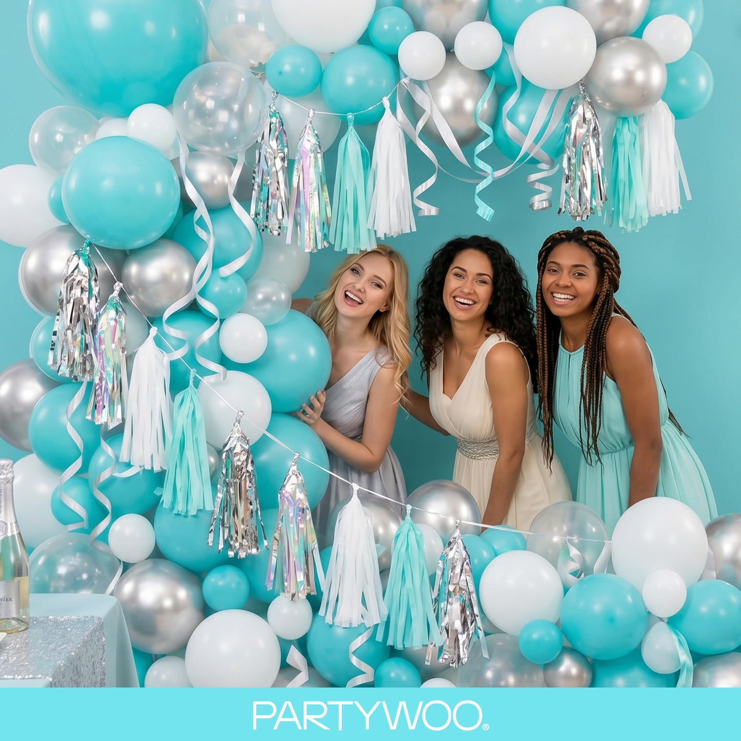 PartyWoo Teal Balloons 100pcs Different Sizes Pack of 18 12 10 5 Inch Turquoise Dark Teal Balloon Arch Kit for Baby Shower Gender Reveal Graduation Mermaid Birthday Pool Party Decorations Blue-Y69