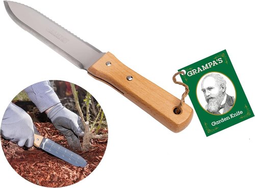Grampa's Garden Knife - Versatile 7" Hori Hori Garden Knife With Steel Blade & Sheath | Ideal For Weeding, Digging, Planting