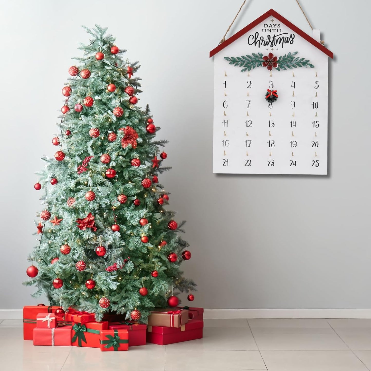Regine Switzerland Christmas Countdown Calendar - Rustic Wooden Advent Decor for 25 Days Until Christmas