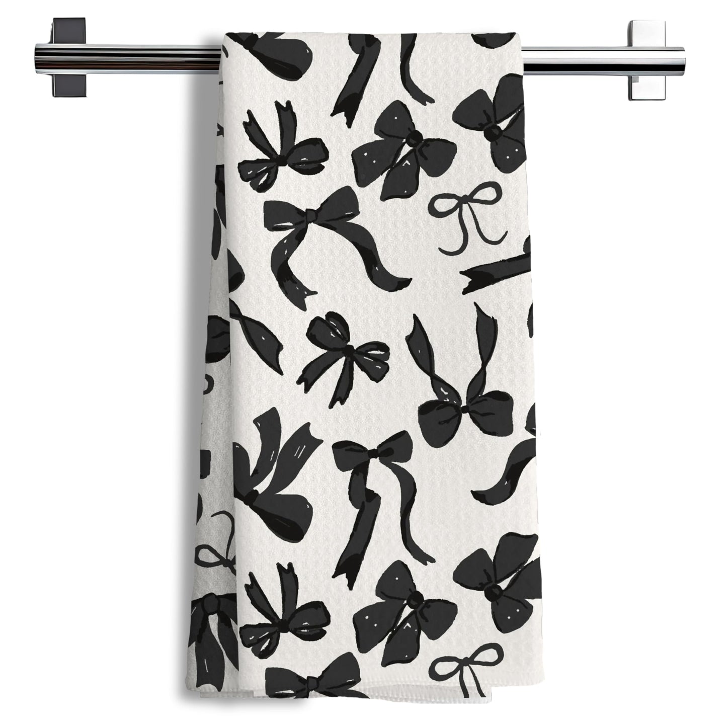 Nipil Coquette Black Bow Decorative Kitchen Towels, Preppy Black Bow Bathroom Decor, 16x24 Inches