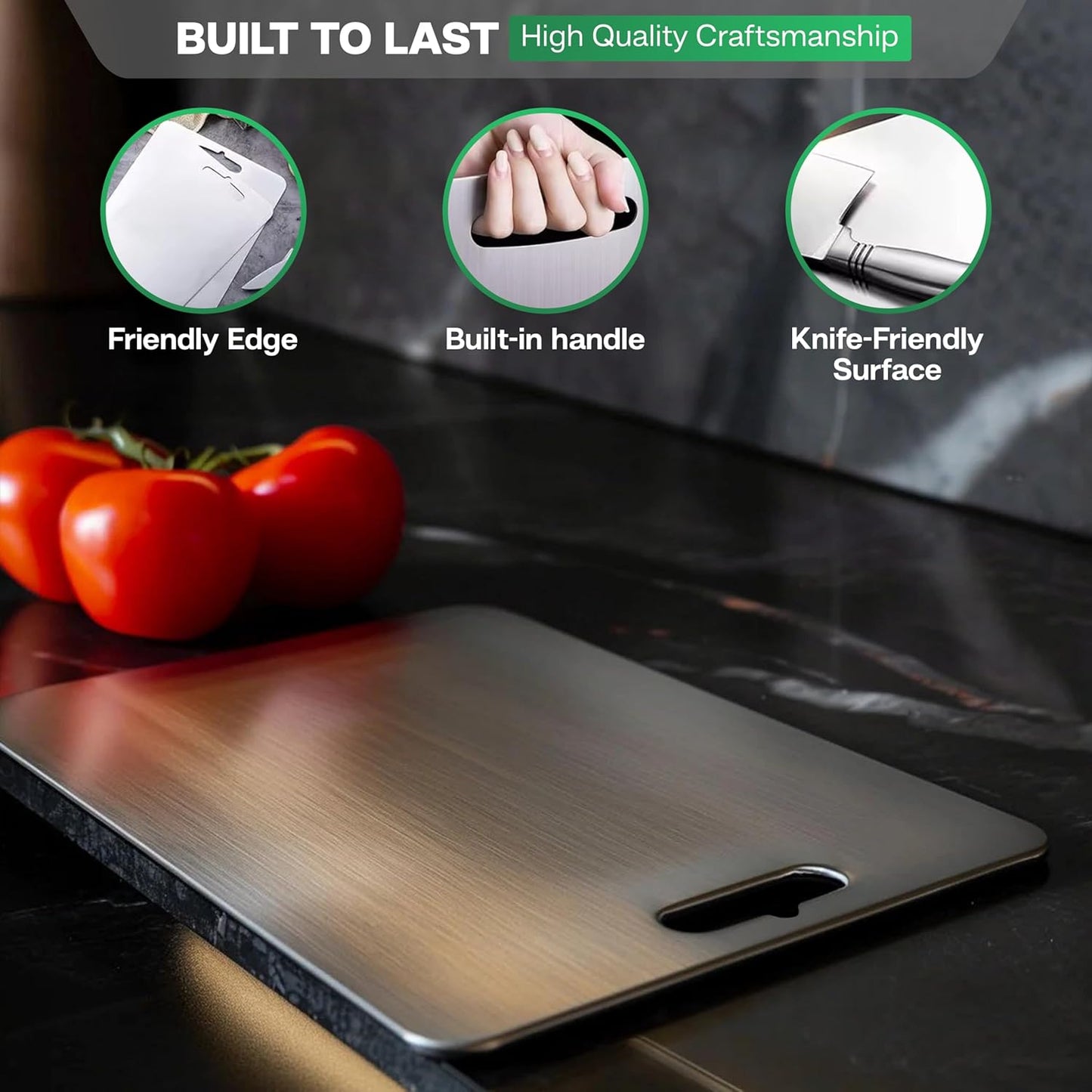 Stainless Steel Cutting Board - 304 Food Grade, Double-Sided Non-Toxic Design, Easy to Clean | 11.4" x 8"