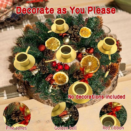 Advent Wreath Candle Holder - Elegant Christmas Candle Rings for Tapered Candles | Gold Finish