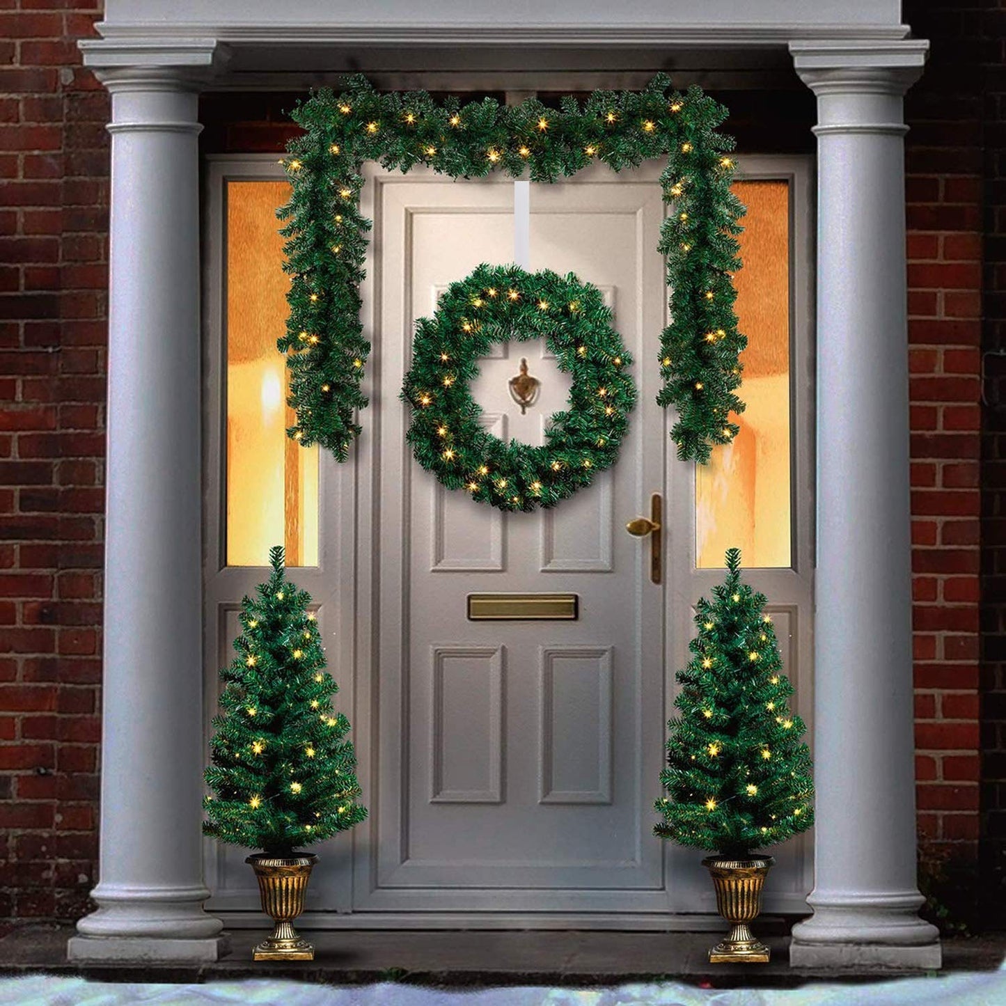 HiGift 2 Pack White Wreath Hanger for Front Door, Long Metal Over The Door Hook for Christmas and Party Wreath Making Decoration, Hanging Clothing, Towels, Wreaths, Bags, 15"