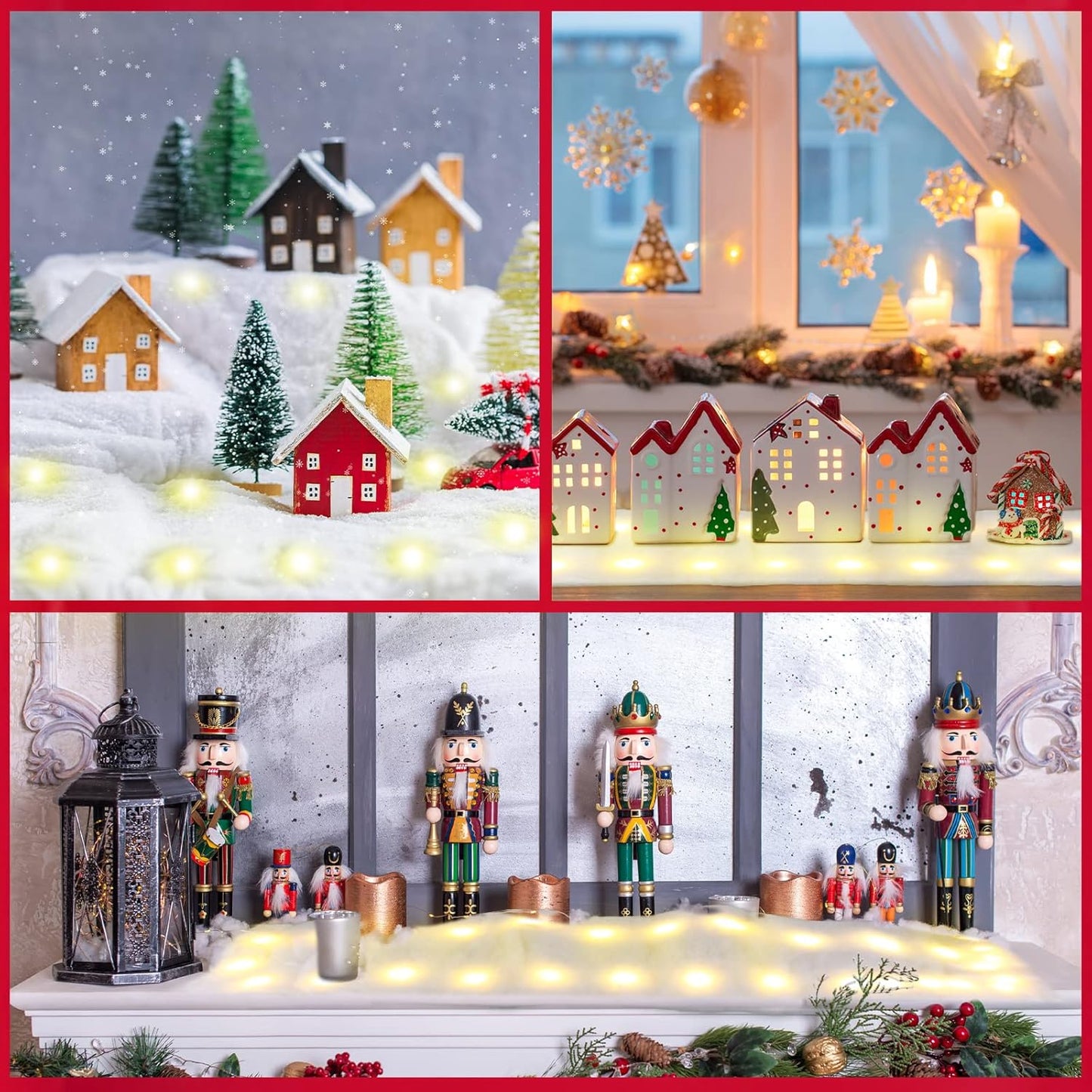 Tudomro LED Christmas Snow Blanket - Pre-Lit Village Decor for Holiday Displays | 4 ft x 13 in (Warm White, 2 Pcs)