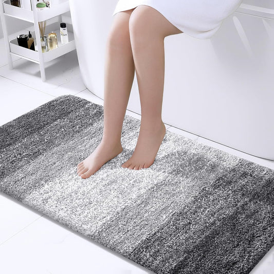 OLANLY Large Bathroom Rugs - Extra Soft Microfiber Mat | Quick Dry, Machine Washable, 40x24, Grey