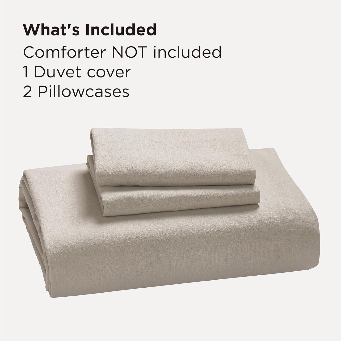 Bedsure Linen Duvet Cover Queen - Breathable Linen Cotton Blend Bedding Set for Hot Sleepers | 3-Piece in Linen Color