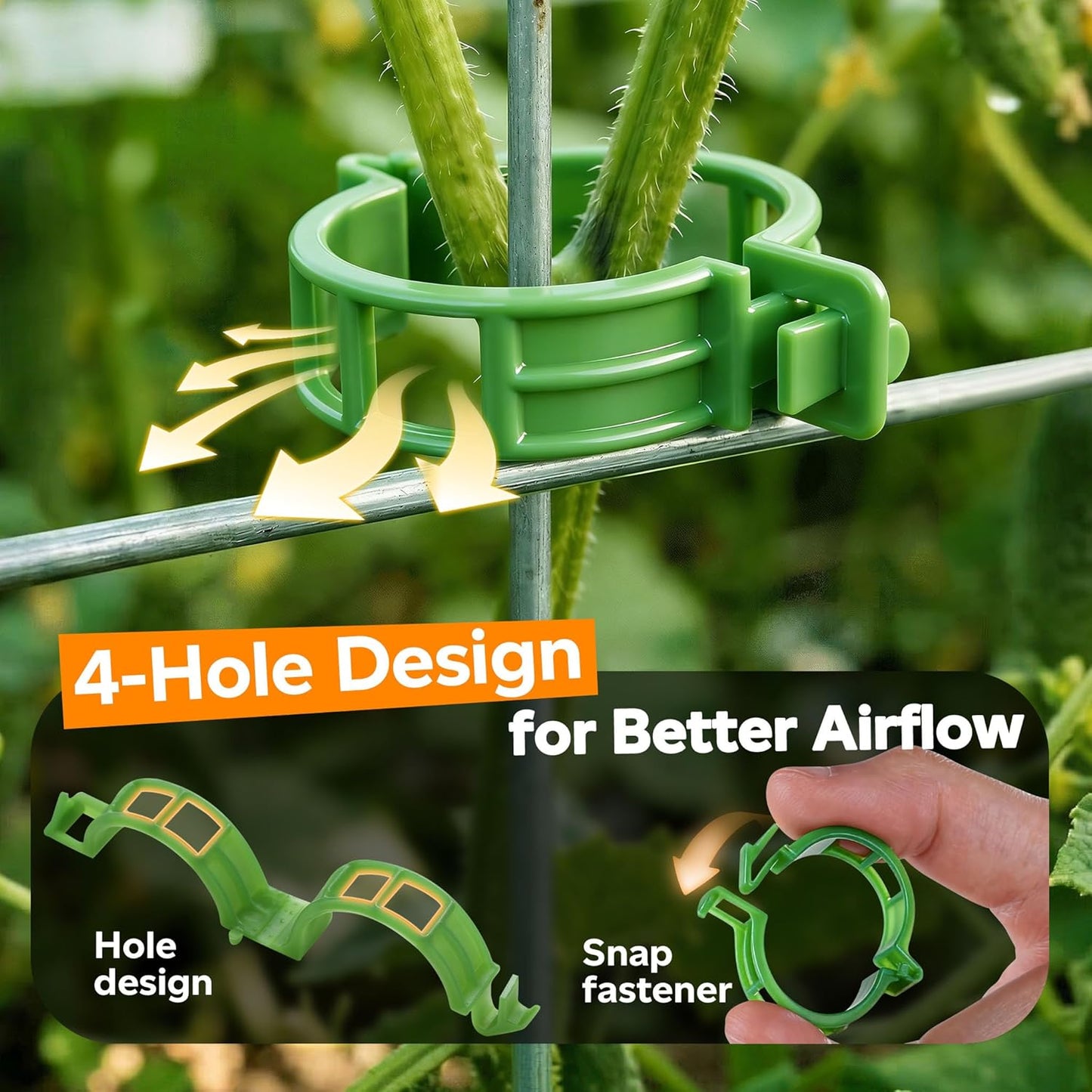 Skiennix 100pcs Tomato Clips - Durable Plastic Trellis Support for Climbing Plants | Reusable Garden Clips for Healthy Growth