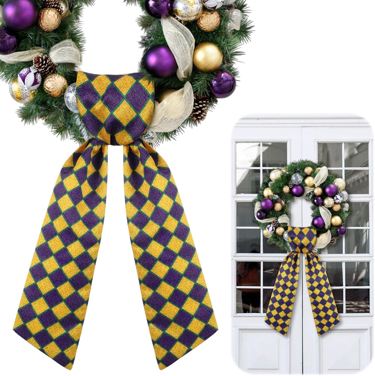 VitalCozy Carnival Wreath Sash - Elegant Satin Ribbon for Monogrammed Decor | Indoor/Outdoor Use