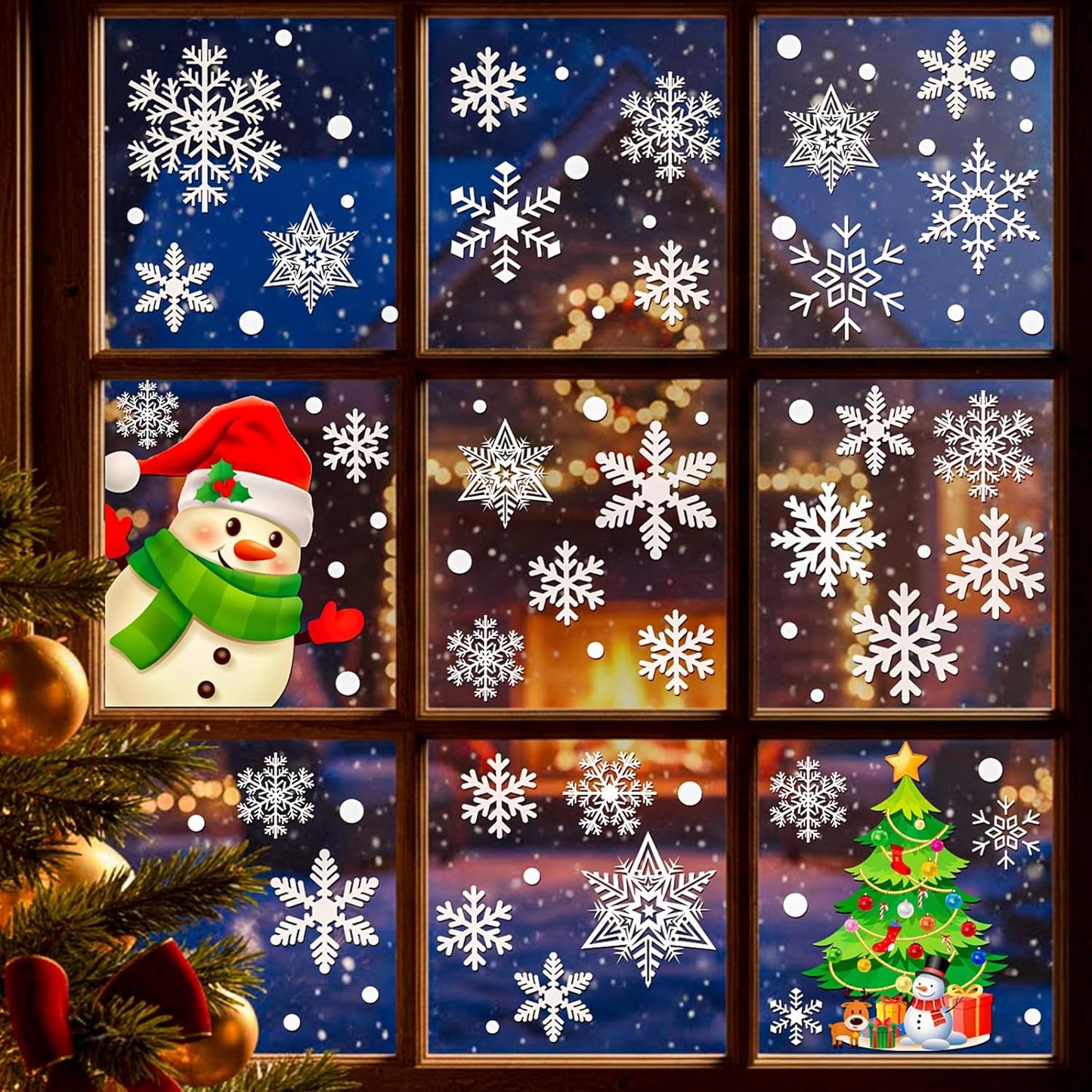 Skiennix Christmas Window Clings - 449PCS White Snowflakes Decals for Winter & New Year Decor | 10 Sheets