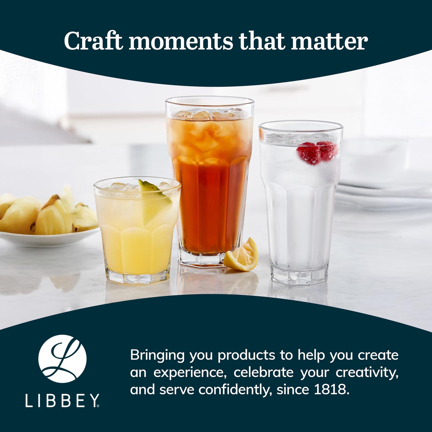 Libbey Gibraltar Drinking Glass Drinking Cup Set, Iconic Heavy Base Bar Glassware Thick Drinking Glasses Set of 12, 16-Ounce Glass Tumbler