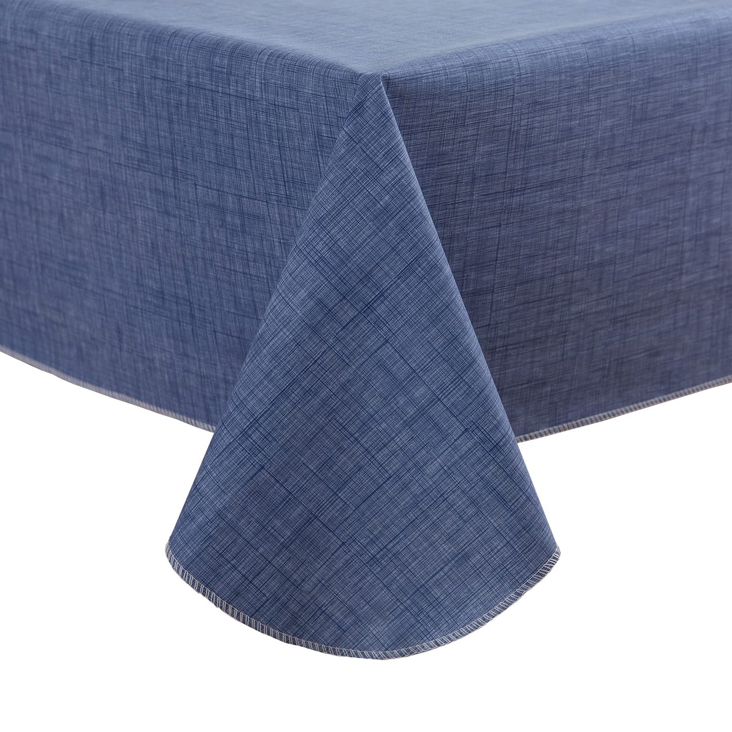 Pioggia Vinyl Tablecloth with Flannel Backing Rectangle Waterproof Oil-Proof Plastic Table Cloth Wipeable PVC Table Cover for Indoor and Outdoor (Blue, 60 x 84 Inch)