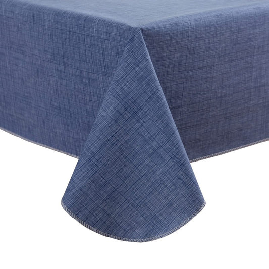 Pioggia Vinyl Tablecloth with Flannel Backing Rectangle Waterproof Oil-Proof Plastic Table Cloth Wipeable PVC Table Cover for Indoor and Outdoor (Blue, 60 x 84 Inch)