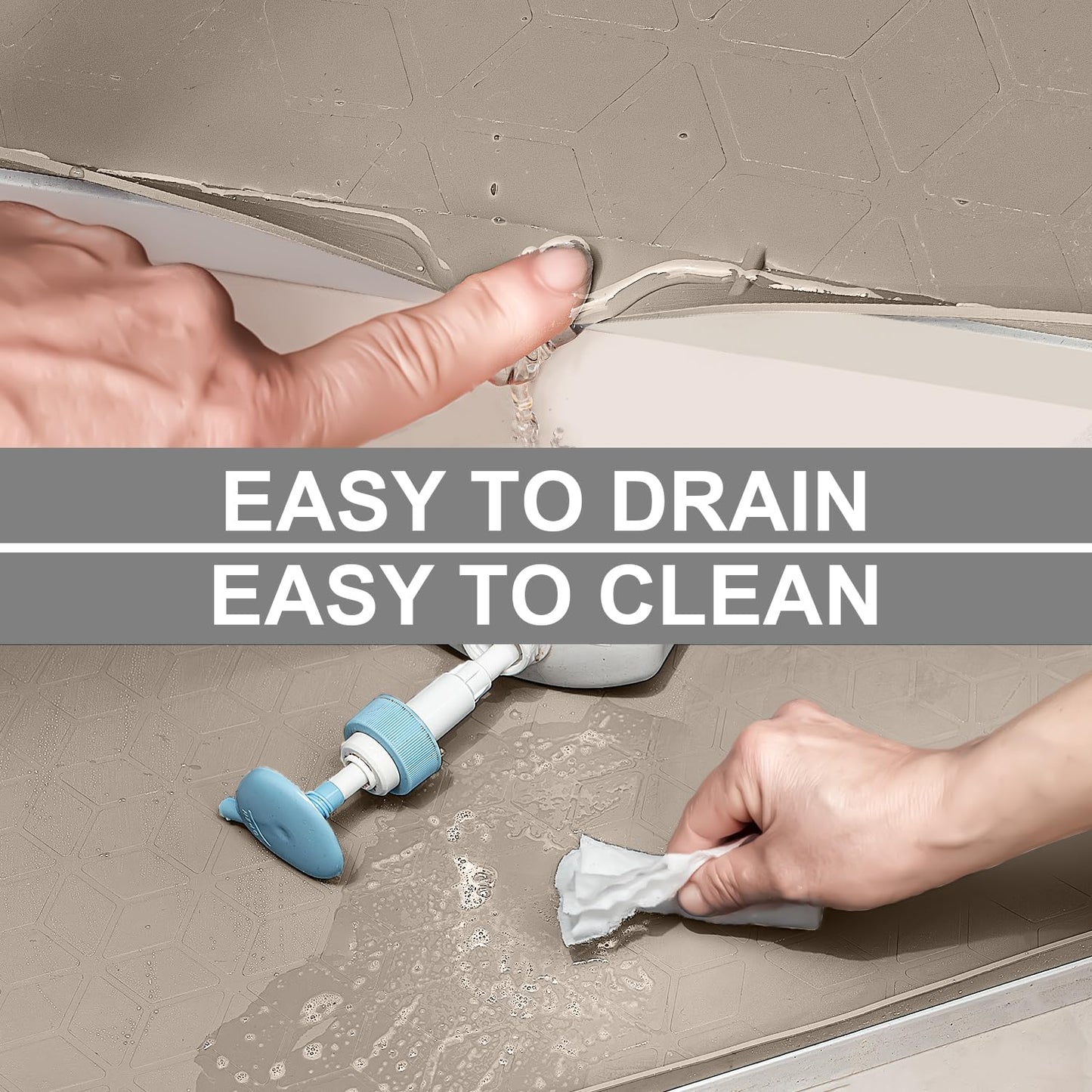 CANIVI Under Sink Mat, 34" x 22" Waterproof Silicone Under Sink Tray for Kitchen & Laundry Cabinets, Kitchen Cabinet Shelf Protector, Up to 3.3 Gallons Liquid, Fits 36 inch Standard Cabinet(Grey)