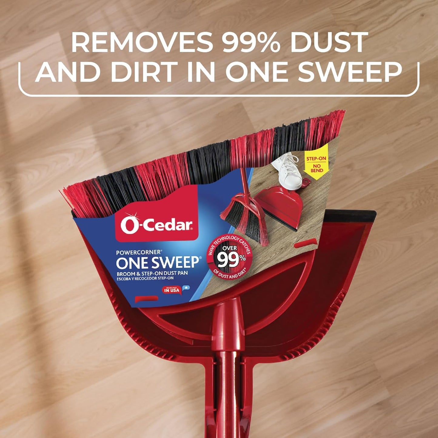 O-Cedar One Sweep Broom - Lightweight Step-On Dustpan for Effortless Cleaning | Ideal for Pet Owners