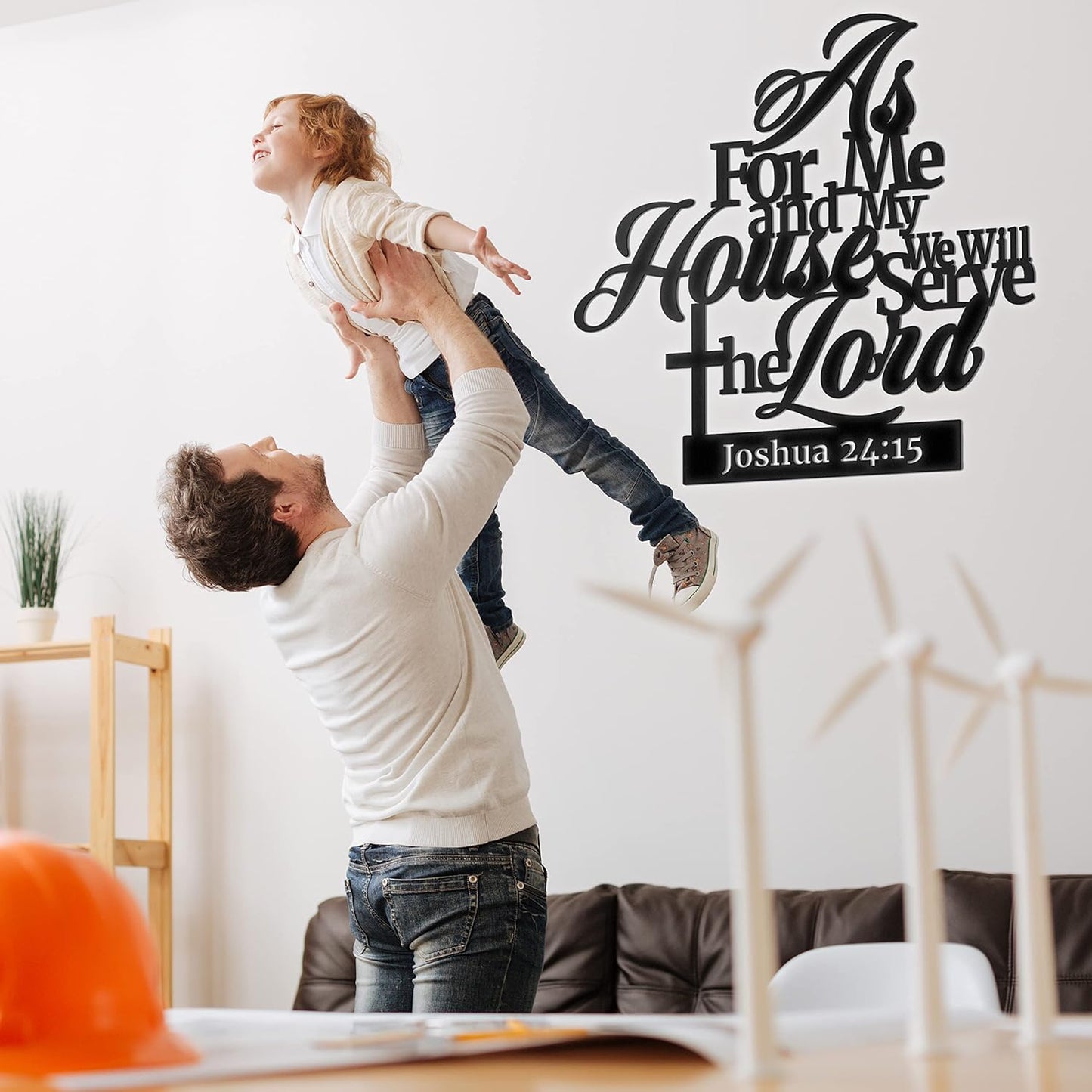 Vivegate Metal Bible Verse Wall Decor - "As For Me And My House" Christian Sign | Black 02
