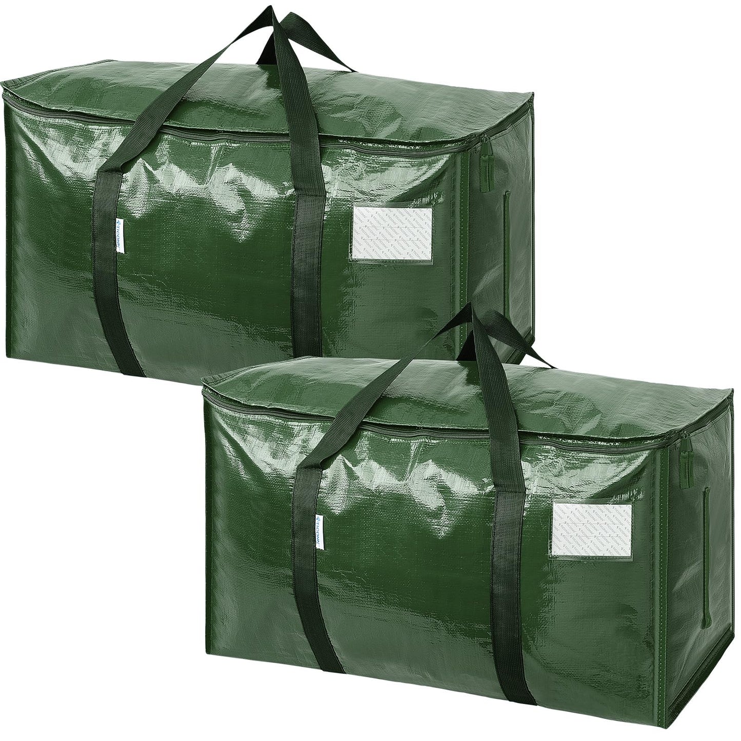 TICONN 2 Pack Extra Large Moving Bags Heavy Duty with Zippers & Carrying Handles, Durable Storage Bags Moving Boxes for Closet Organizers and Storage (2 Pack, Olive)