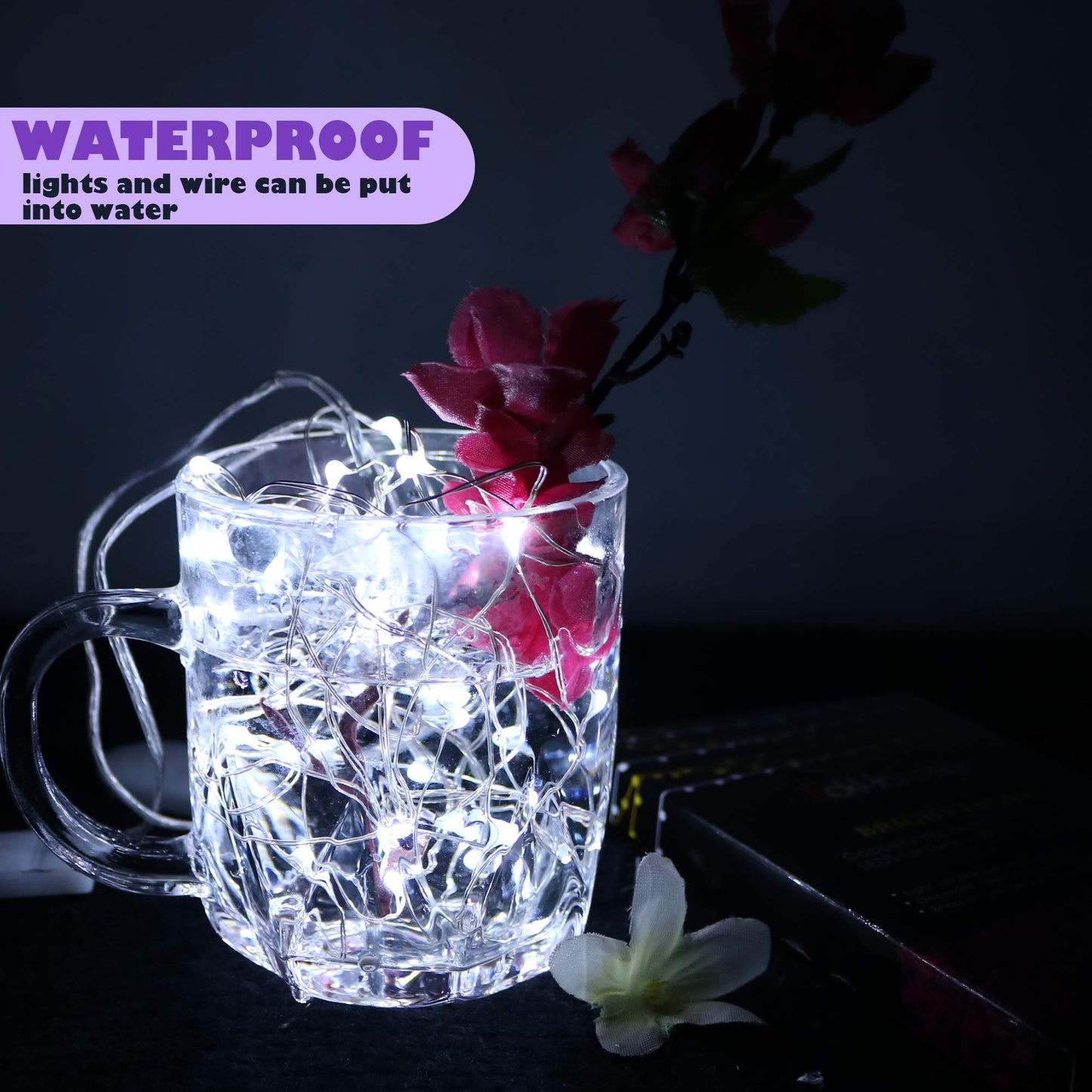 Oakhaomie 2PCS LED Fairy Lights 16ft 50 LED Twinkle String Lights with Timer 2 Modes Waterproof Starry String Lights Indoor DIY Party Wedding Christmas Valentine's Day Decoration (Cool White)
