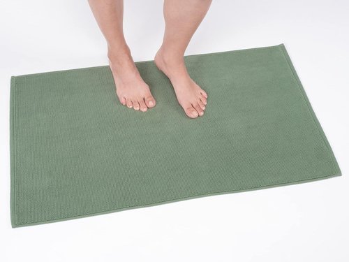 Cotton Paradise Non-Slip Bath Mat - 100% Cotton, Soft & Absorbent, Quick Dry | 17x24 Inch, Sage Green