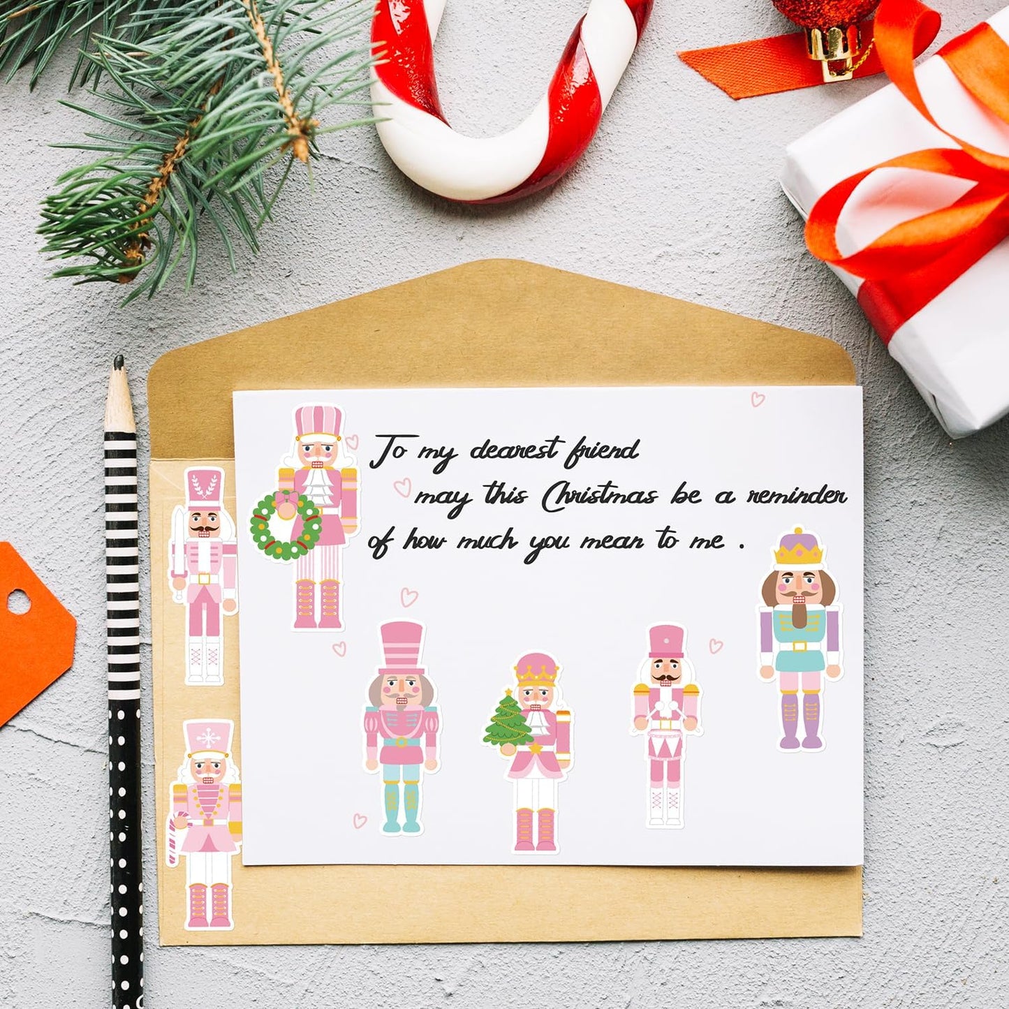 CNhoqc Christmas Nutcracker Sticker Roll - 1000 Pcs Pink Nutcracher Self-Adhesive Stickers, Water Bottles Book Luggage Decors for Kids Students Teens Adults, School Rewards Festival Gifts Party Favor