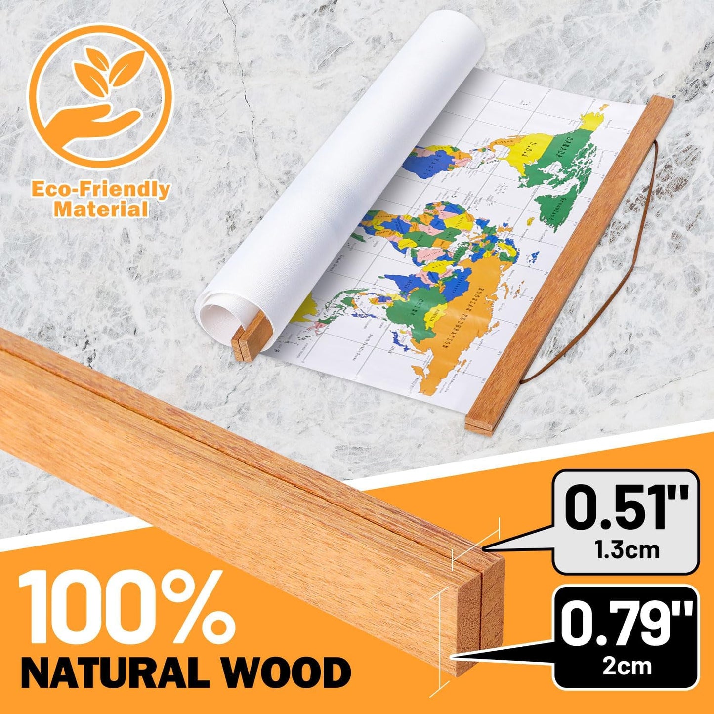 Benjia Magnetic Light Wood Poster Frame - Versatile Hanger for Photos & Artwork | 40" Teak Color