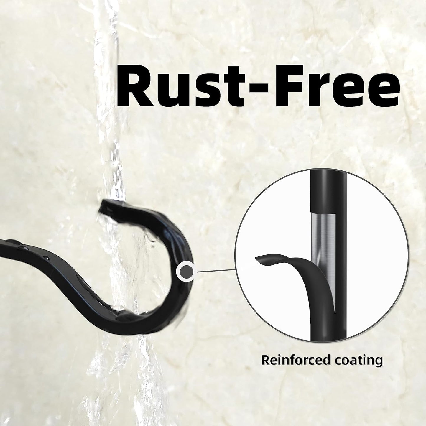 Saffruff Heavy Duty Plant Hooks - 6-Inch Outdoor Hangers | Hold 35lbs for Baskets, Feeders, Lanterns - Black