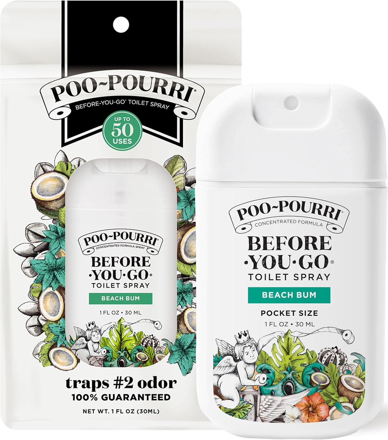 Poo-Pourri Before-You-Go Pocket Toilet Spray - Travel Essential | Beach Bum Scent, 1 Fl Oz, TSA Approved