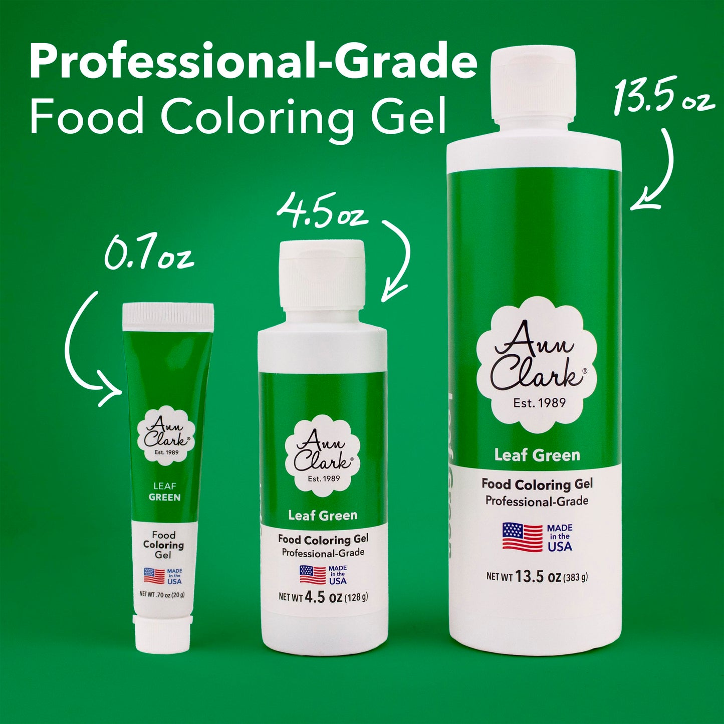 Ann Clark Leaf Green Food Coloring Gel Large 4.5 oz Professional Grade Made in USA