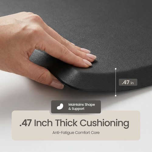 Anti Fatigue Kitchen Mats for Floor | Padded Kitchen Rugs | Non Slip, Cushioned Standing Desk Mat | Waterproof Floor Mat for Home and Office | 17.3" x 28" X 0.47", Black, 1-Pack | More Décor