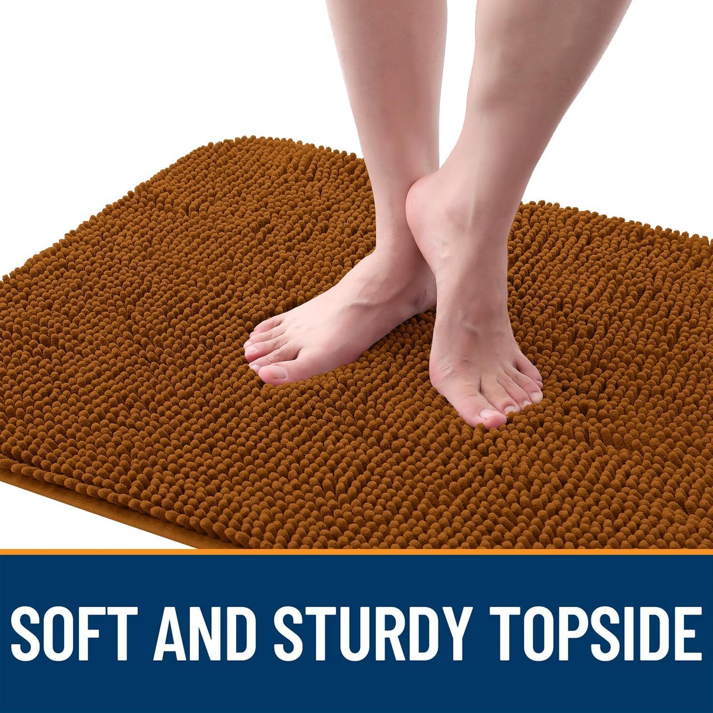 OLANLY Dog Door Mat - Absorbent Non-Slip Chenille Mat for Muddy Paws | 44x24 Inches, Ochre Color