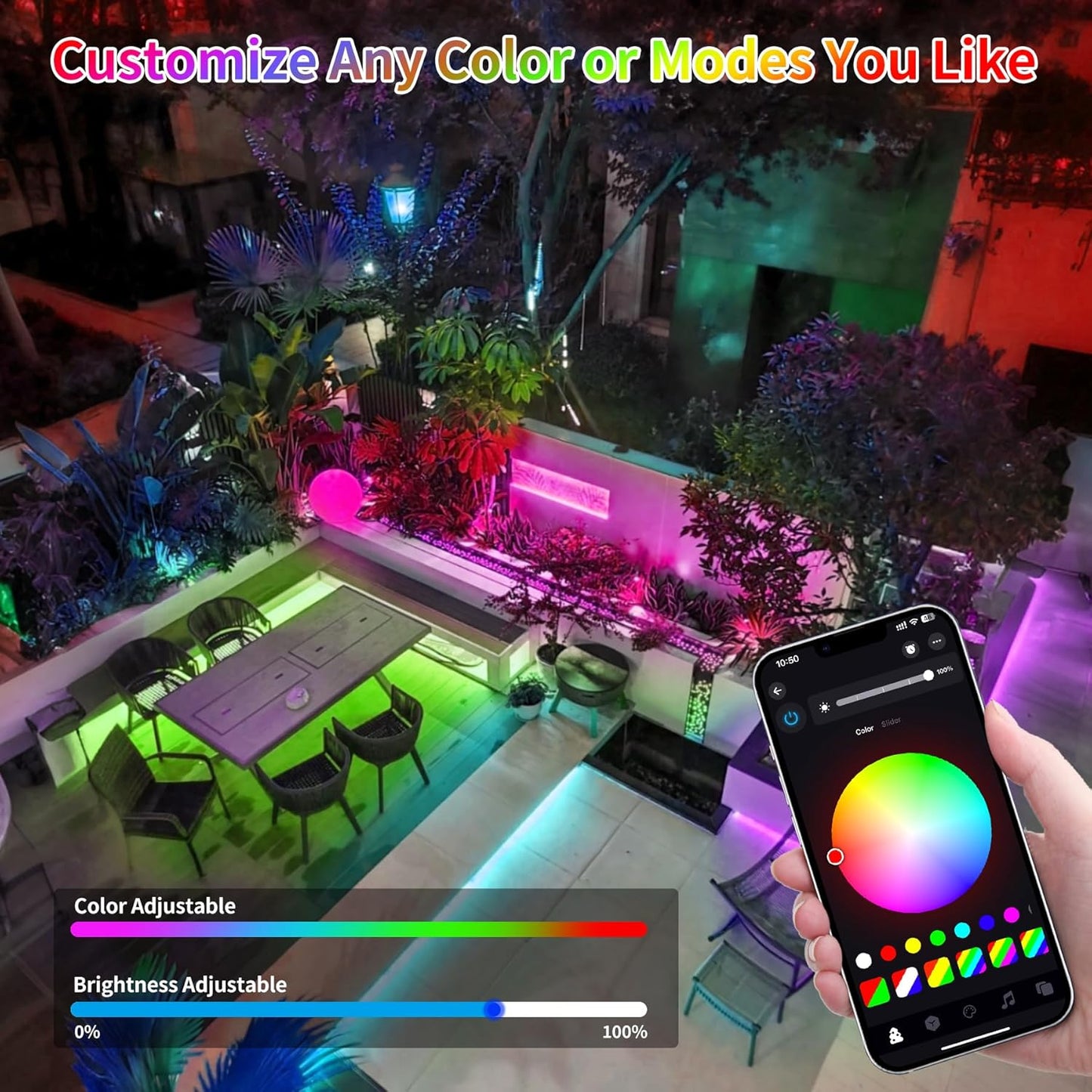 Skiennix 66ft LED Rope Lights - Waterproof Outdoor String Lights with Remote & APP Control | 16 Million Colors, Music Sync