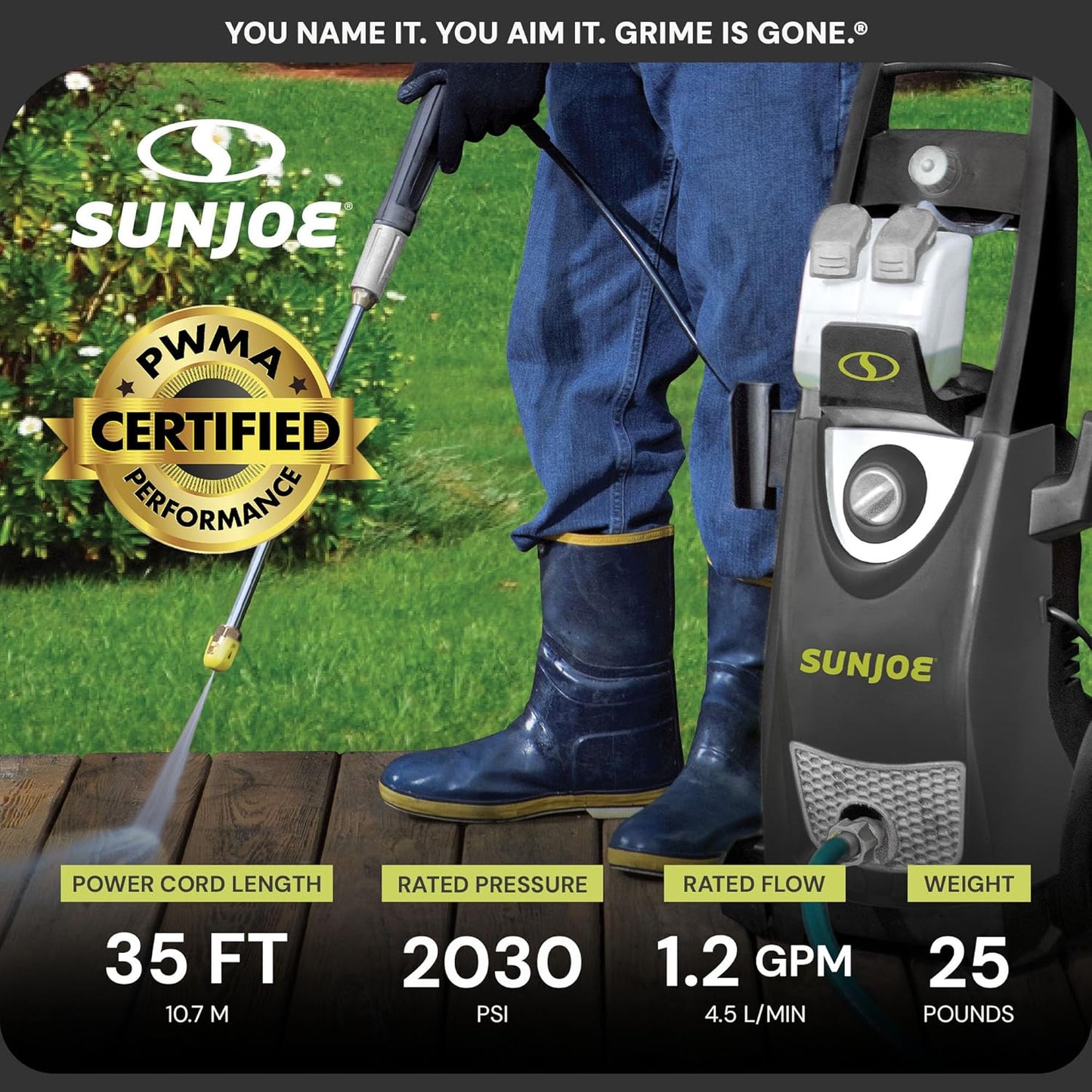 Sun Joe SPX3000 Electric Pressure Washer - Heavy-Duty 2500 Max PSI for Home, Autos, Patios & Decks