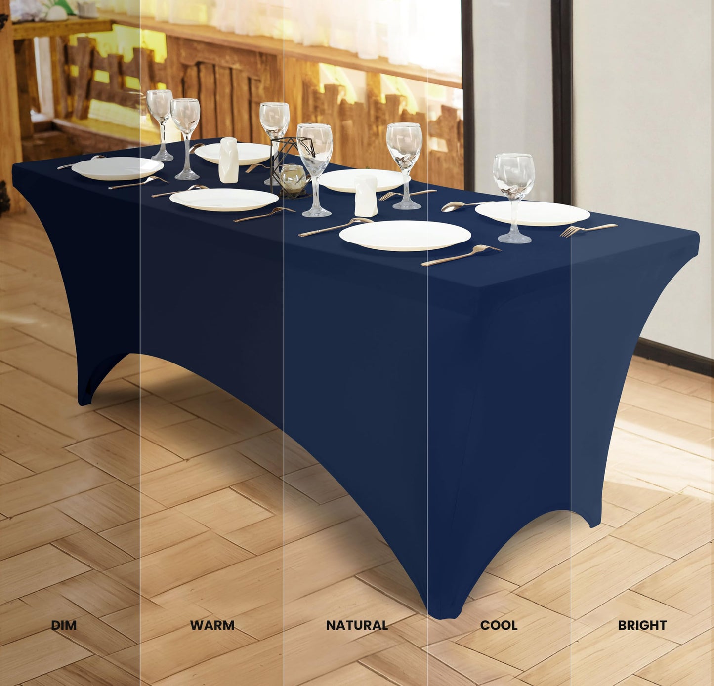 Utopia Kitchen Spandex Tablecloth 10 Pack [8FT, Navy Blue] Tight, Fitted, Washable and Wrinkle Resistant Stretch Table Cloth Rectangle Cover for Trade Show, Weddings & Parties [96Lx30Wx30H Inch]