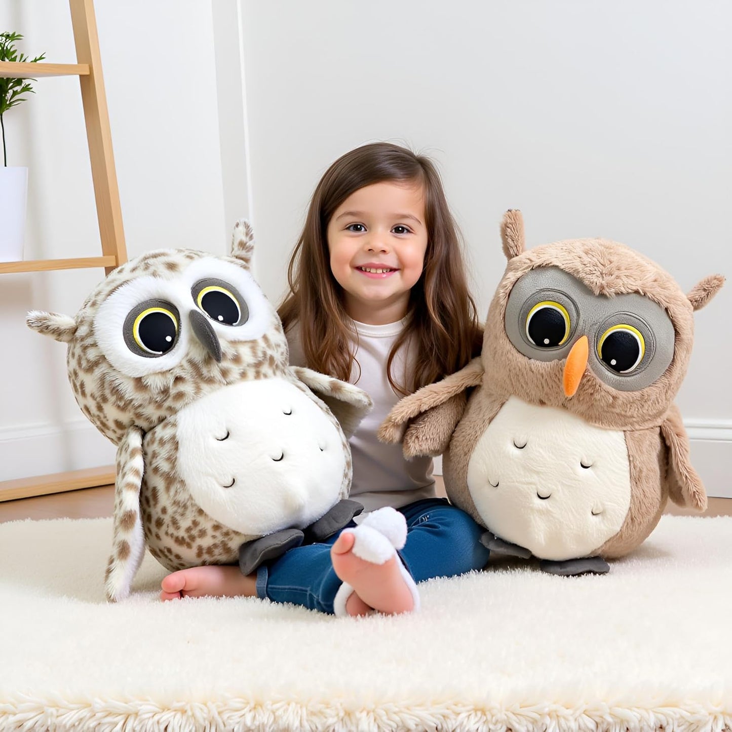 Ryttir 15.7 Inch Chubby Gray Owl Plush Toy - Adorable Adventure Stuffed Animal Gift for Kids & Women