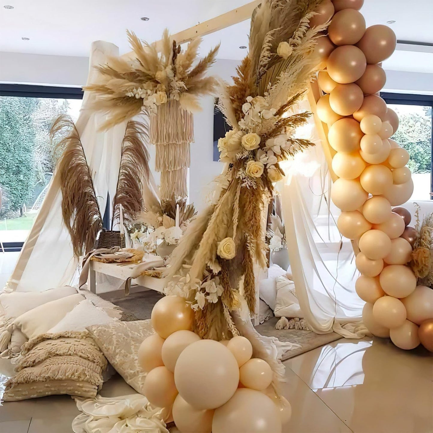 PartyWoo Nude Balloon Arch Kit - 127pcs in Various Sizes for Jungle Safari & Baby Shower Decor | Apricot & Brown