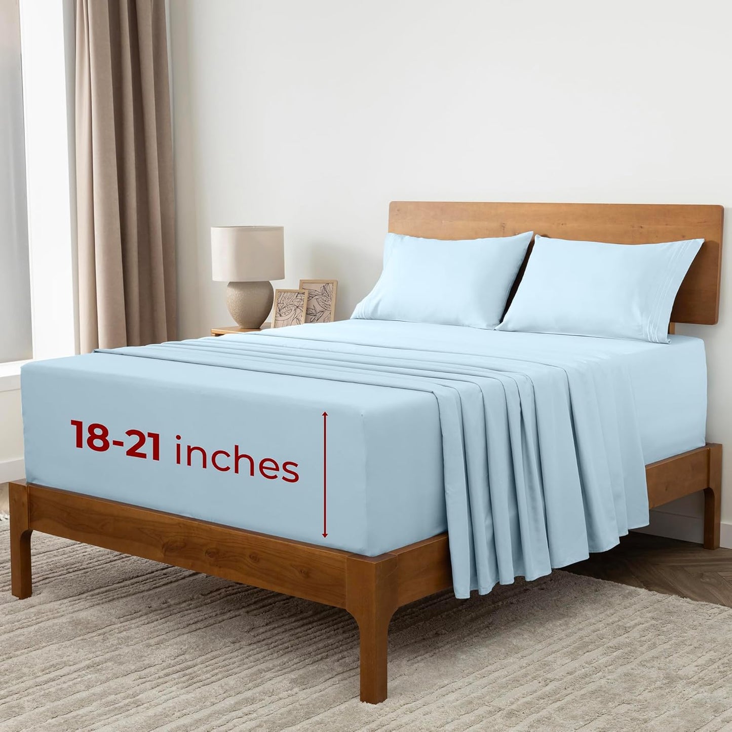 Mellanni Extra Deep Queen Sheets - Hotel Luxury, Ultra Soft & Cooling Bedding | Wrinkle, Fade, Stain Resistant (Aqua)